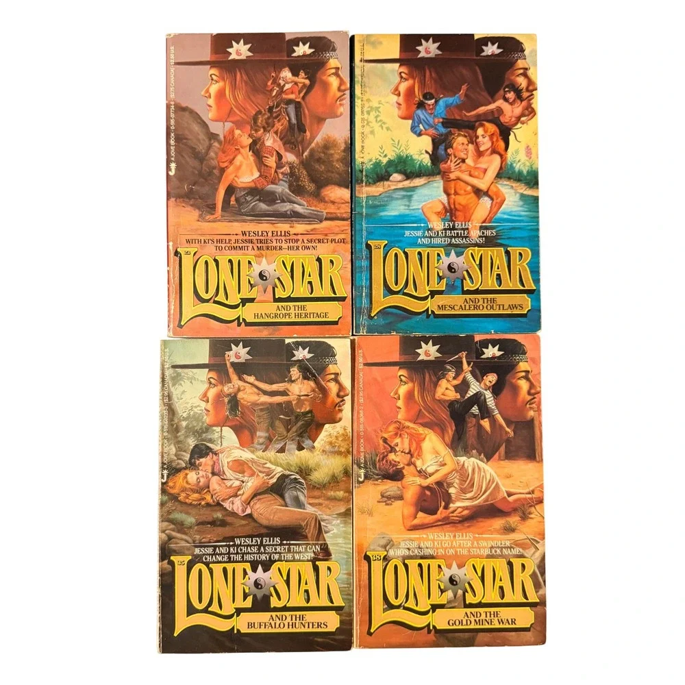 Lone Star Western Paperback Lot 4 Books Wesley Ellis Jove 1984 1985 Vintage